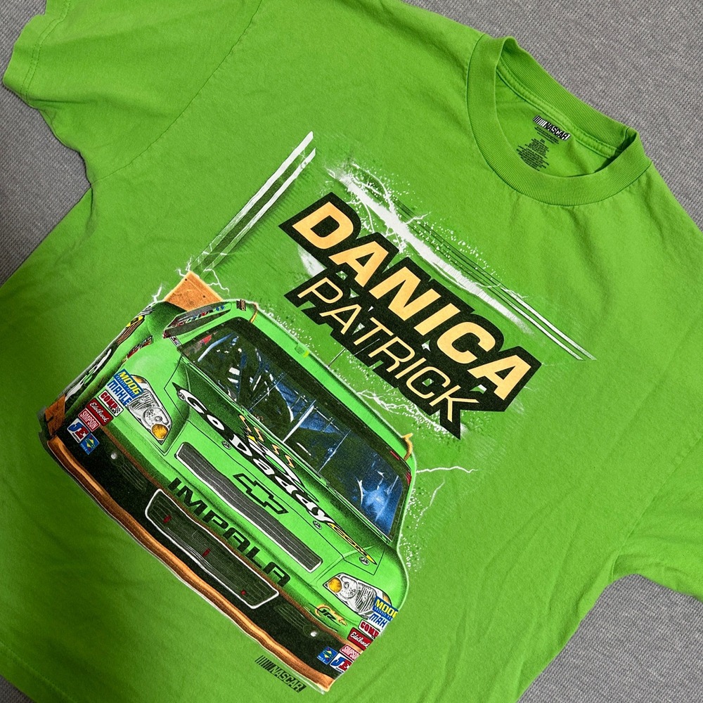 NASCAR Danica Patrick GoDaddy JR Motorsports Lime Green Graphic T-Shirt Mens 2XL